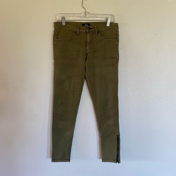 Urban Outfitters BDG Moto Style Olive Green Ankle Zip Skinny Jeans - Picture 3 of 8
